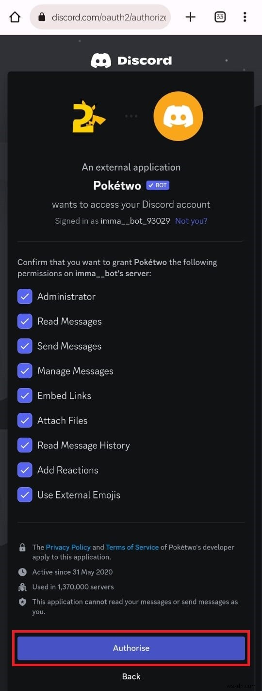 เพิ่ม Pokétwo Bot ไปยังเซิร์ฟเวอร์ Discord ของคุณ:คำแนะนำทีละขั้นตอน 