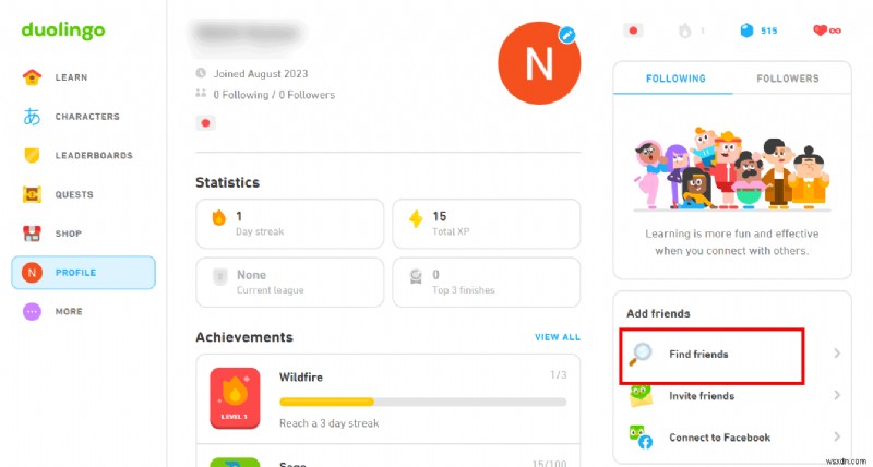 เพิ่มเพื่อนบน Duolingo Desktop:คำแนะนำทีละขั้นตอน 