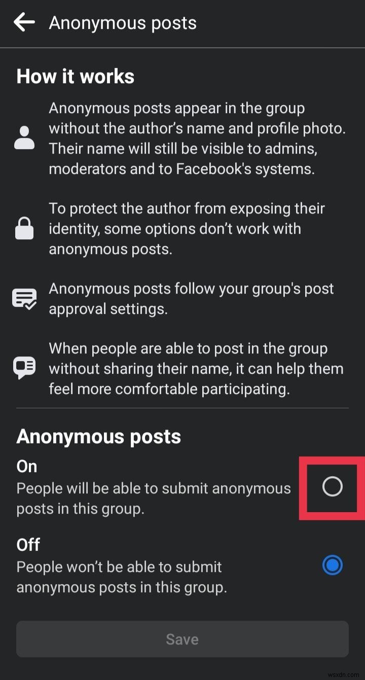 เปิดใช้งานการโพสต์แบบไม่ระบุชื่อในกลุ่ม Facebook บน Android – คำแนะนำทีละขั้นตอน 