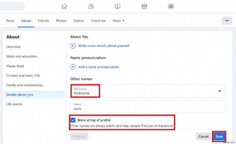 เพิ่มชื่อเล่นในโปรไฟล์ Facebook ของคุณ:คำแนะนำทีละขั้นตอน 