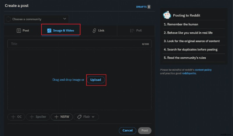 คำแนะนำทีละขั้นตอน:การอัปโหลดวิดีโอไปยัง Reddit จากพีซีและ Android 