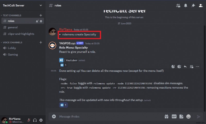 บทบาทปฏิกิริยา YAGPDB หลัก:คำแนะนำทีละขั้นตอนสำหรับเซิร์ฟเวอร์ Discord 