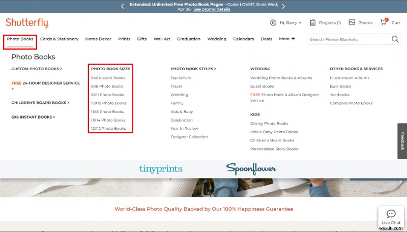 สร้างสมุดภาพ Shutterfly ฟรี:คำแนะนำทีละขั้นตอน 