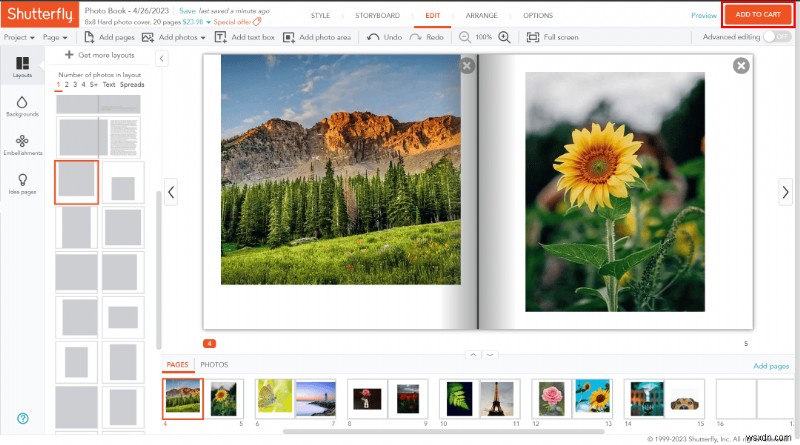 สร้างสมุดภาพ Shutterfly ฟรี:คำแนะนำทีละขั้นตอน 