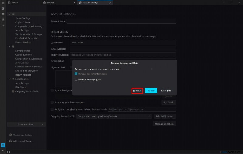 คำแนะนำทีละขั้นตอนในการลบโปรไฟล์ Thunderbird 