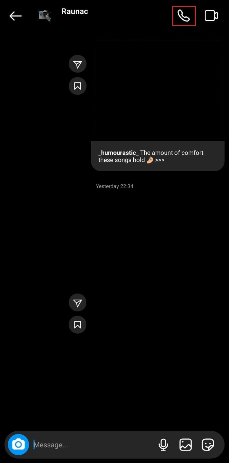 คำแนะนำทีละขั้นตอนในการโทรด้วยเสียงบน Instagram (Android) 