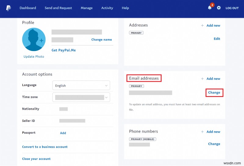 อัปเดตที่อยู่อีเมลหลักของ PayPal:คำแนะนำทีละขั้นตอน
