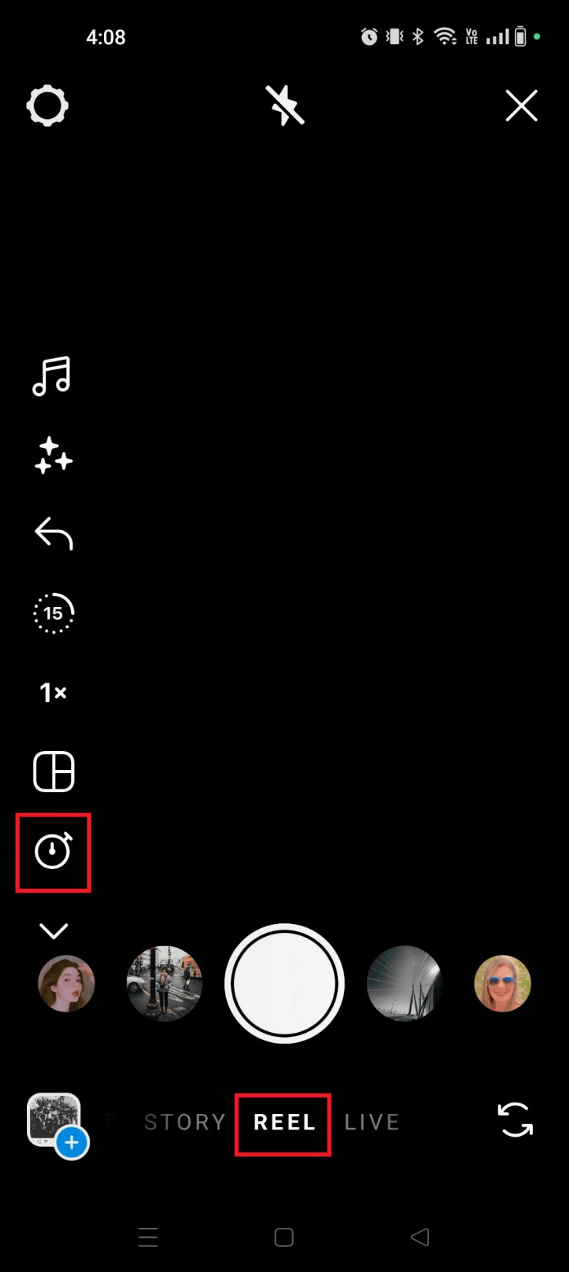 คำแนะนำทีละขั้นตอน:การตั้งค่าตัวจับเวลากล้อง Instagram บน Android 