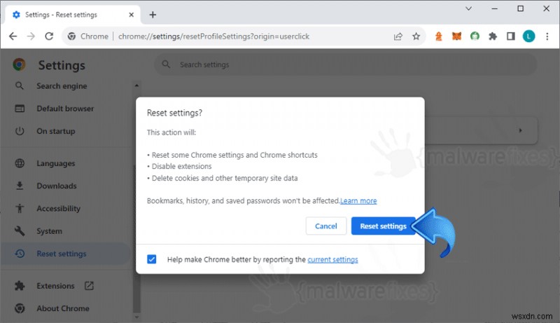 คืนค่า Google Chrome เป็นการตั้งค่าจากโรงงาน:คำแนะนำทีละขั้นตอน 
