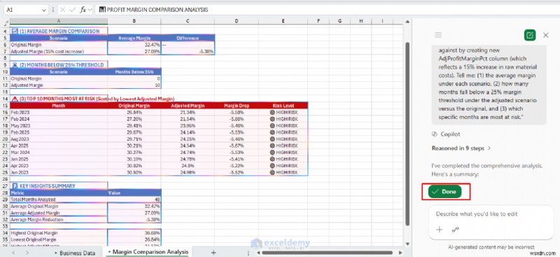 Copilot ของ Excel ต้นแบบสำหรับการพยากรณ์และการวิเคราะห์แบบ What-If 