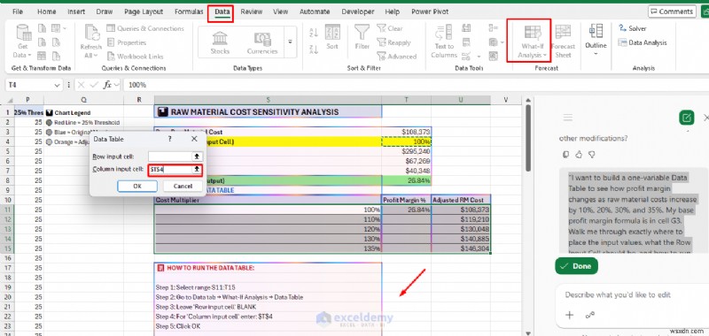 Copilot ของ Excel ต้นแบบสำหรับการพยากรณ์และการวิเคราะห์แบบ What-If 