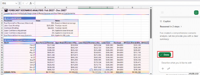 Copilot ของ Excel ต้นแบบสำหรับการพยากรณ์และการวิเคราะห์แบบ What-If 