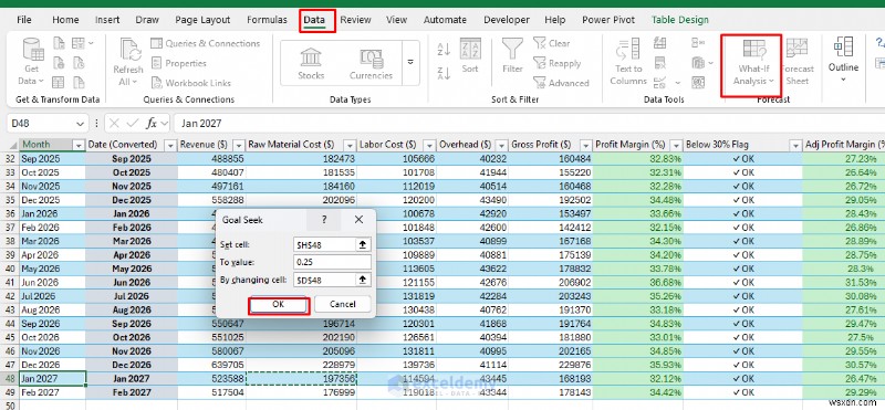 Copilot ของ Excel ต้นแบบสำหรับการพยากรณ์และการวิเคราะห์แบบ What-If 