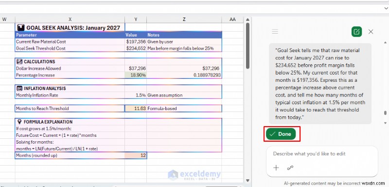 Copilot ของ Excel ต้นแบบสำหรับการพยากรณ์และการวิเคราะห์แบบ What-If 