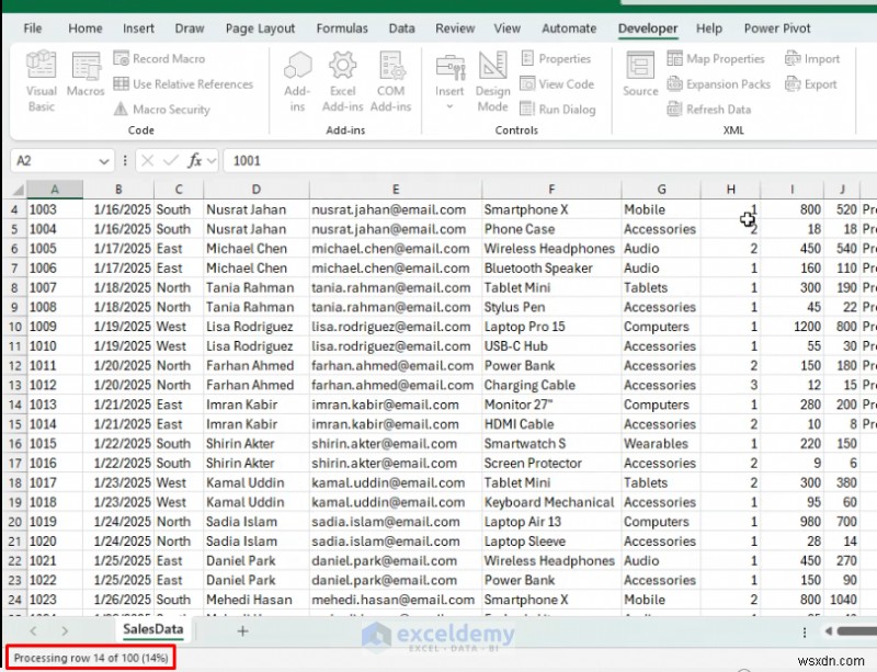 รักษาการตอบสนองของ Excel:แสดงข้อความความคืบหน้าขณะทำงาน VBA