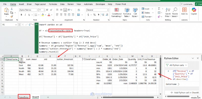 ปลดล็อกการวิเคราะห์ขั้นสูง:Python ใน Excel ปรับปรุงการวิเคราะห์ข้อมูล