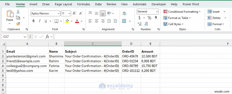 เครื่องมือสร้างอีเมล Excel:สร้างอีเมล Outlook ส่วนบุคคลโดยอัตโนมัติโดยใช้ VBA 