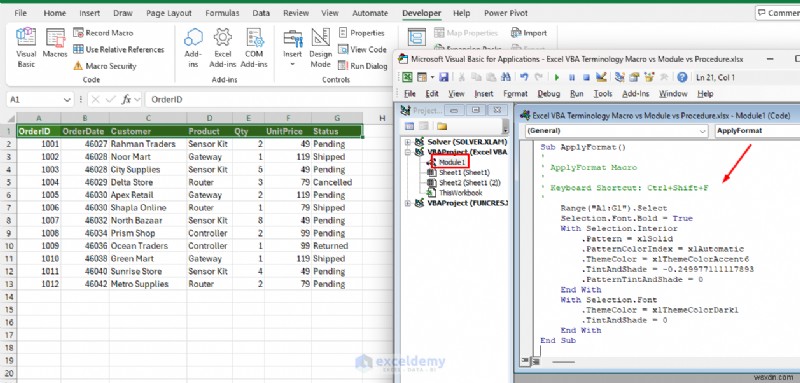 Master Excel VBA:ทำความเข้าใจมาโคร โมดูล และขั้นตอน 