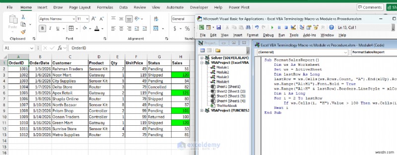 Master Excel VBA:ทำความเข้าใจมาโคร โมดูล และขั้นตอน 