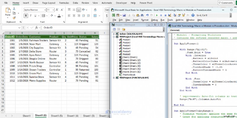 Master Excel VBA:ทำความเข้าใจมาโคร โมดูล และขั้นตอน 