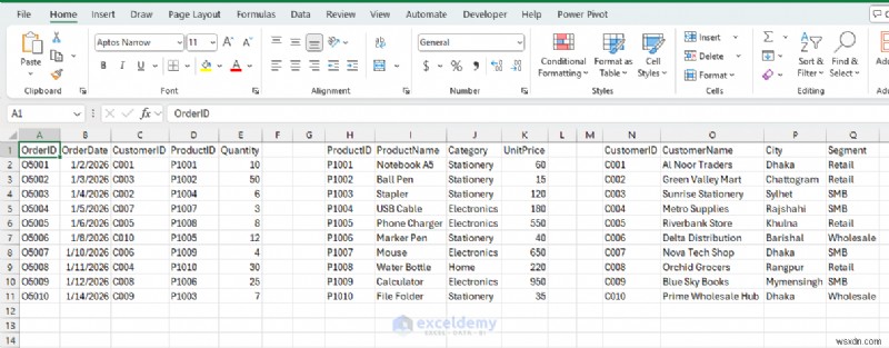 การเรียนรู้หลายตารางบนแผ่นงาน Excel แผ่นเดียว:คำแนะนำทีละขั้นตอน