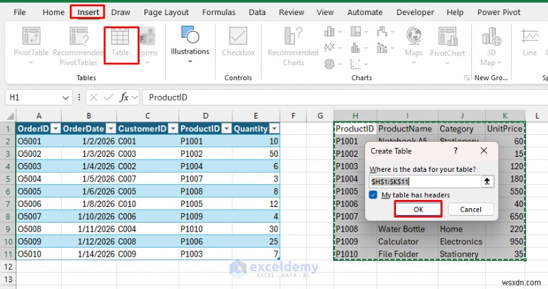 การเรียนรู้หลายตารางบนแผ่นงาน Excel แผ่นเดียว:คำแนะนำทีละขั้นตอน