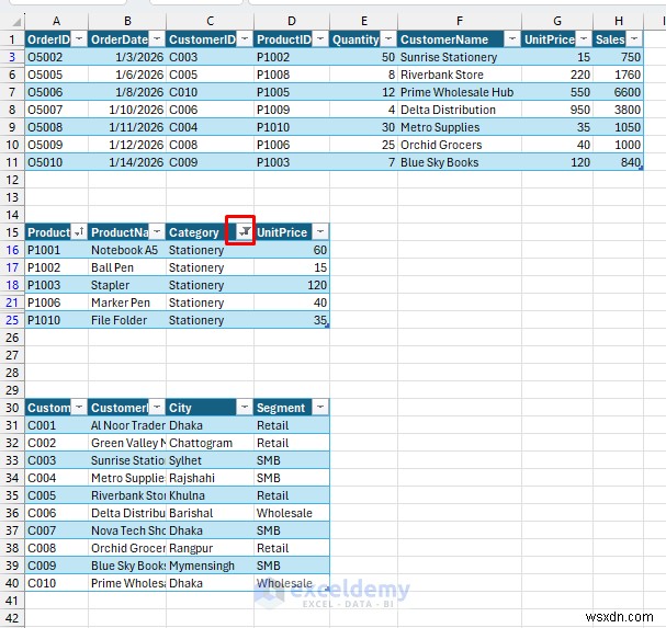 การเรียนรู้หลายตารางบนแผ่นงาน Excel แผ่นเดียว:คำแนะนำทีละขั้นตอน