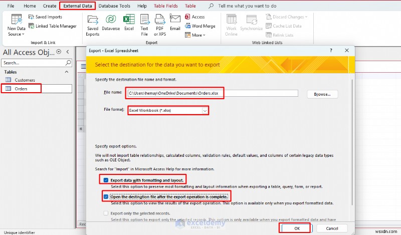 คำแนะนำทีละขั้นตอน:การนำเข้าข้อมูล Microsoft Access ลงใน Excel
