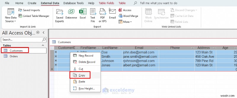 คำแนะนำทีละขั้นตอน:การนำเข้าข้อมูล Microsoft Access ลงใน Excel