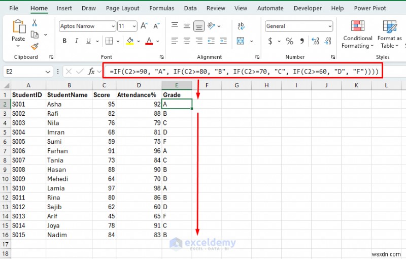Master Excel:สร้างคำสั่ง IF ที่ซ้อนกันแบบซับซ้อนในเซลล์เดียว