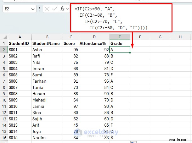 Master Excel:สร้างคำสั่ง IF ที่ซ้อนกันแบบซับซ้อนในเซลล์เดียว