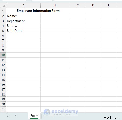 สร้างแบบฟอร์ม Excel แบบล้างตัวเองโดยใช้ VBA และช่วงที่ตั้งชื่อ 