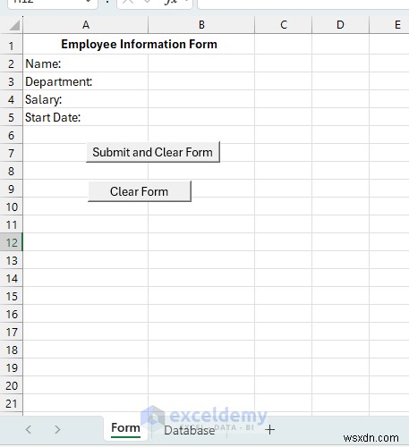 สร้างแบบฟอร์ม Excel แบบล้างตัวเองโดยใช้ VBA และช่วงที่ตั้งชื่อ 
