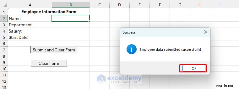 สร้างแบบฟอร์ม Excel แบบล้างตัวเองโดยใช้ VBA และช่วงที่ตั้งชื่อ 