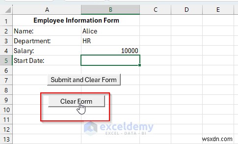 สร้างแบบฟอร์ม Excel แบบล้างตัวเองโดยใช้ VBA และช่วงที่ตั้งชื่อ 