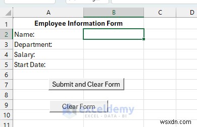 สร้างแบบฟอร์ม Excel แบบล้างตัวเองโดยใช้ VBA และช่วงที่ตั้งชื่อ 