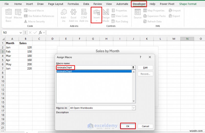 ทำให้แผนภูมิ Excel เคลื่อนไหวด้วยมาโครตั้งเวลา:คำแนะนำทีละขั้นตอน