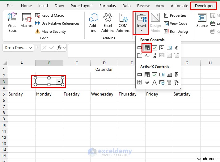 สร้างปฏิทินแบบไดนามิกใน Excel ด้วยการควบคุมแบบฟอร์ม—คำแนะนำทีละขั้นตอน 