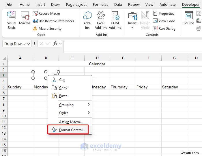 สร้างปฏิทินแบบไดนามิกใน Excel ด้วยการควบคุมแบบฟอร์ม—คำแนะนำทีละขั้นตอน 