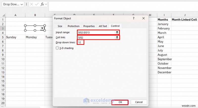 สร้างปฏิทินแบบไดนามิกใน Excel ด้วยการควบคุมแบบฟอร์ม—คำแนะนำทีละขั้นตอน 