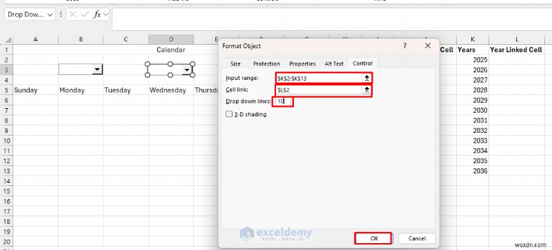 สร้างปฏิทินแบบไดนามิกใน Excel ด้วยการควบคุมแบบฟอร์ม—คำแนะนำทีละขั้นตอน 