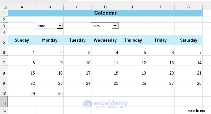 สร้างปฏิทินแบบไดนามิกใน Excel ด้วยการควบคุมแบบฟอร์ม—คำแนะนำทีละขั้นตอน 
