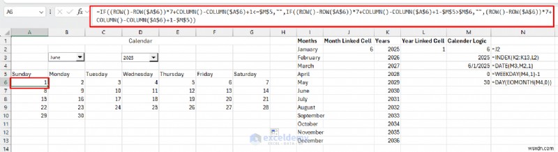 สร้างปฏิทินแบบไดนามิกใน Excel ด้วยการควบคุมแบบฟอร์ม—คำแนะนำทีละขั้นตอน 