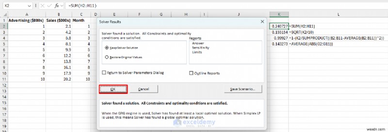 สร้างโมเดล ML น้ำหนักเบาใน Excel โดยใช้ตัวแก้ปัญหาและสูตร