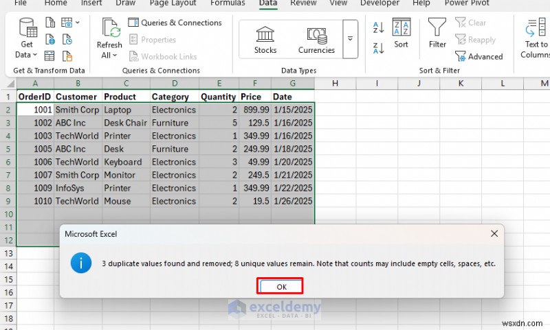 8 วิธีการที่ได้รับการพิสูจน์แล้วในการกำจัดข้อมูลที่ซ้ำกันใน Excel ในขณะที่ยังคงรักษาความสมบูรณ์ไว้