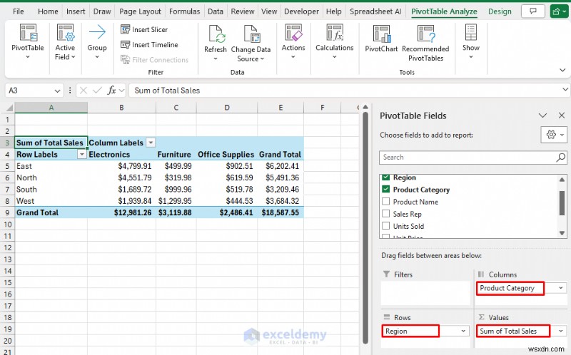 สร้างแดชบอร์ดเชิงโต้ตอบแบบเรียลไทม์ใน Excel โดยใช้ PivotTable และตัวแบ่งส่วนข้อมูล 