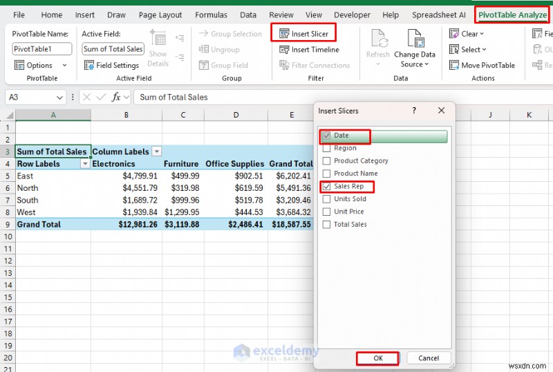 สร้างแดชบอร์ดเชิงโต้ตอบแบบเรียลไทม์ใน Excel โดยใช้ PivotTable และตัวแบ่งส่วนข้อมูล 