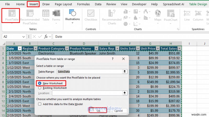 สร้างแดชบอร์ดเชิงโต้ตอบแบบเรียลไทม์ใน Excel โดยใช้ PivotTable และตัวแบ่งส่วนข้อมูล 
