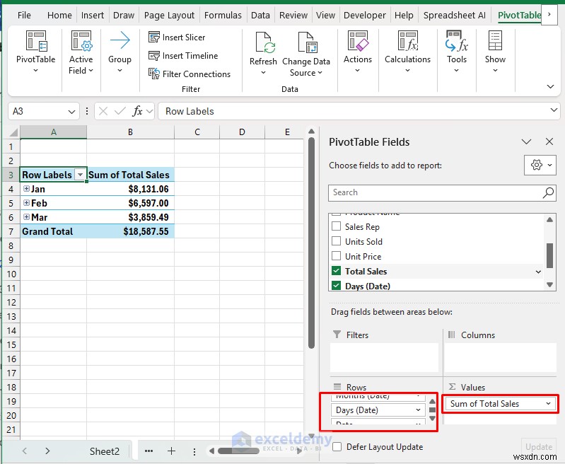 สร้างแดชบอร์ดเชิงโต้ตอบแบบเรียลไทม์ใน Excel โดยใช้ PivotTable และตัวแบ่งส่วนข้อมูล 