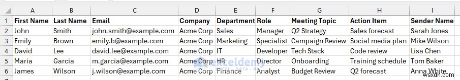 สร้างตัวสร้างอีเมลแบบไดนามิกใน Excel โดยใช้เทมเพลต 